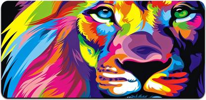 Ryca Colorful Lion Wallpaper 3D Design High Resolution Desk Pad With Non-Slip Base For Gaming||PC||Laptop||Keyboard Non Slip Base Mousepad