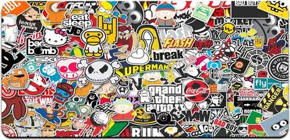 Ryca Sticker Bomb Wallpaper 3D Design High Resolution Desk Pad With Non-Slip Base For Gaming||PC||Laptop||Keyboard Non Slip Base Mousepad