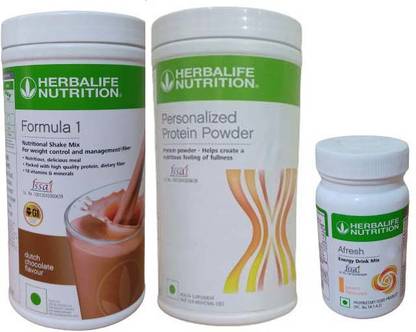 HERBALIFE F1 Chocolate + PP 400 Gm + AFRESH Peach FOR Weight Loss Plant-Based Protein