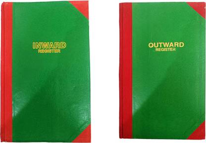 LRS Inward and Outward Register Combo - 100 Pages Single - 70 GSM Ledger Paper - Red Half Canvas PVC Binding Material Record 0-Part Inventory Book