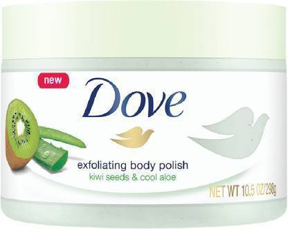 DOVE EXFOLIATING BODY POLISH KIWI SEEDS & COOL ALOE SCRUB IMPORTED MADE IN USA Scrub