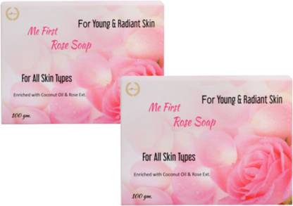 ME FIRST Rose Soap Enriched With Coconut Oil , Aloevera And Glycerin , Pack Of 2 ( 2 × 100gm )