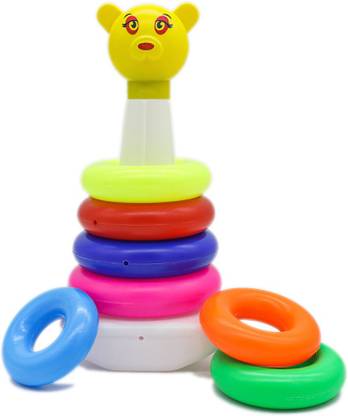 Rihishtoys 7 ring toys teddy rings New Born Rock-a-stack Toddler Stack-7 color Ring Sets (Multicolor)