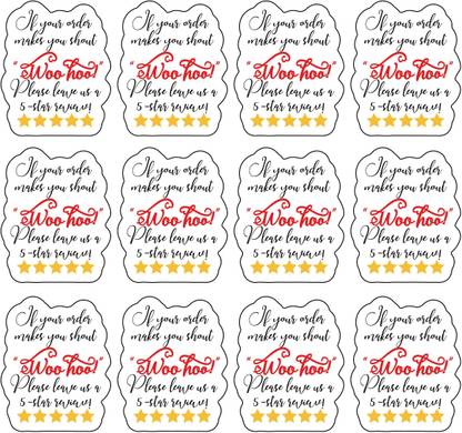 D2C If Your Order Makes You Shout Woo Hoo Please Leave US 5-Star Review Sticker Self Adhesive Paper Label