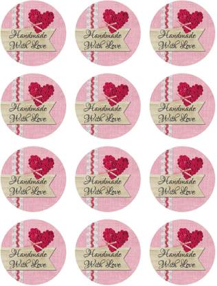 D2C Handmade with Love Sticker, Ideal for Gift Wrapping, Greeting Card, , Self Adhesive Paper Label