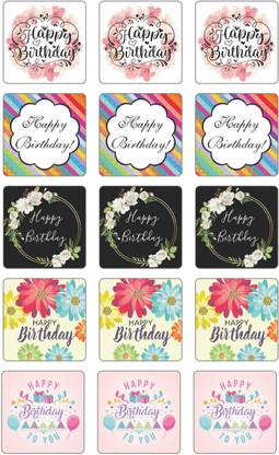 D2C Happy Birthday Stickers in 5 Designs Birthday Party Stickers for Gift Wrapping Self Adhesive Paper Label