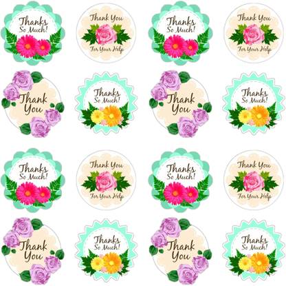 D2C Floral Print Round Label Thank You Sticker/Labels Decorative Sealing Stickers Self Adhesive Paper Label