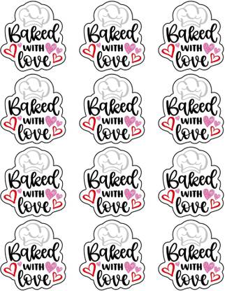 D2C Baked with Love' Stickers, Perfect for Your Homemade Cookies, Cakes, Muffins Self Adhesive Paper Label