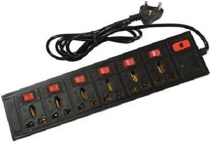 D-DEVOX UNIVERSAL 6+6 Long Wire Extension Board 6 Socket Extension Boards (Black) 6  Socket Extension Boards