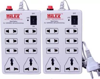 HiLEX 2 PCs - Mini Strip 8 Plug Point Extension Board (2Pin and 3Pin Plug Points) 8  Socket Extension Boards