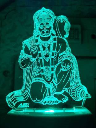 Arus Acrylic God/Lord Jai Hanuman JI Shape Magic Night Lamp 3D Beautiful Illumination Automatic on/Off Smart Sensor for Bedroom with 7 Color LED Changing Light Night Lamp  (12 cm, White) Night Lamp