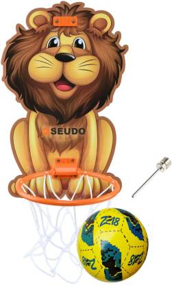Pseudo Basket Ball kit for Kids Playing Indoor Outdoor Basket Ball Hanging Board with Rubber Ball Sports(100% MADE IN INDIA) Basketball