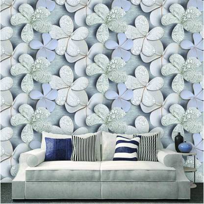 Shining White Flower 250 cm x 51 cm Waterproof Abstract Vinyl Wallpaper