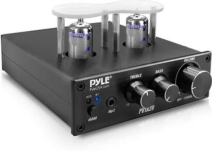 PYLE Bluetooth Tube Amplifier Stereo Receiver - 600W Home Audio Desktop Stereo Vacuum Tube Power Amplifier Receiver w/ 2 Vacuum Tubes, AUX/MP3/Microphone Inputs, Pure Copper Speaker Output - PVTA20 600 W AV Control Receiver