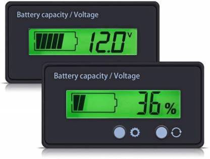 limitless products 2 pieces LCD battery capacity monitor gauge meter, waterproof 12V/24V lithium battery capacity tester voltage meter monitor green backlit for vehicle battery Electronic Components Electronic Hobby Kit