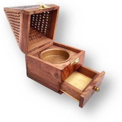 क्राफ्टकेंप Wooden Pyramid Shape Dhoop Batti, Cone burner stand वुडेन धूप होल्डर