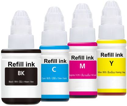 INDOJET Compatible Refill Ink for G1000,G1010,G2000,G2002,G2010,G2012,G3000,G3010 Black + Tri Color Combo Pack Ink Bottle