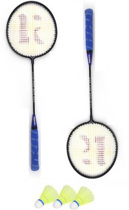 KNK Single Shaft Badminton Racket Pack Of 2 Piece With 3 Piece Plastic Shuttle Badminton Kit
