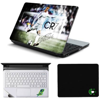 Namo Art Cristiano Ronaldo CR7 Laptop Accessories Combo - Laptop Skin Sticker, Mouse Pad and Palmrest Skin for 15.6 Inch Laptop - Notebook Combo Set