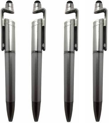 KAELAN 3 in 1 Smartphone Stand Holder, Screen Wipe and Ballpoint Pen Mobile Phone Holder for All Smartphones Pack of 4 Multi-function Pen