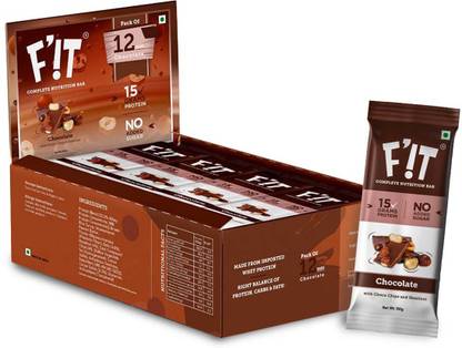 f'it 15g Protein Bar, Choco Hazelnut|Imported Whey Protein|No Added Sugar|50g x12 bars Whey Protein