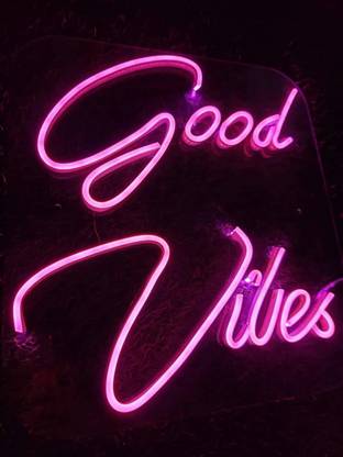 URBAN CUBES Grow Good Vibes LED Neon Sign Board Pink Color Night Lamp