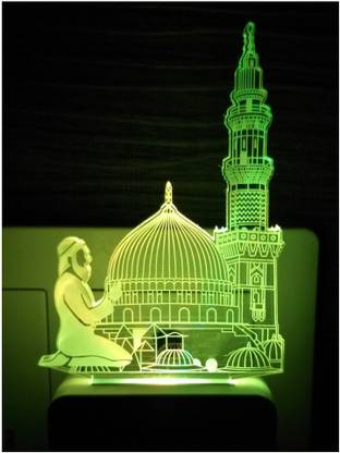 NL Traders Makka Madina 3D Illusion LED Night Lamp For Home&Temple Decorative, decoration Lighting gifts for Senior citizen,family,friends - 7Multicolour light (Small Size-12cm) ANL-42 Night Lamp Night Lamp