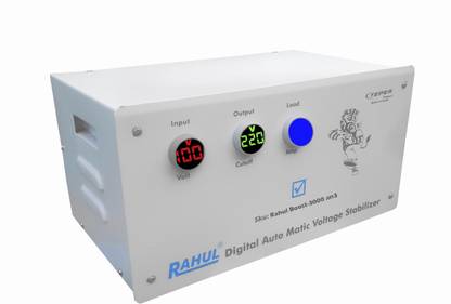 rahul Boost-3000 an3 Kva/12 Amp,100-280 Volt,5 Booster,Use a Maximum of 12 Amp Load,With 3 Metar Input,Output+Load Indicator With Over Load MCB, Mainline Automatic Voltage Stabilizer Automatic Voltage Stabilizer
