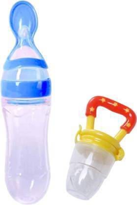 Vadhavan Infant Squeezy Food Grade Silicone Bottle Feeder & Silicone Food Fruit Pacifier/Nibbler/Soother for Babies/Kids/Children (Squeezy Feeder