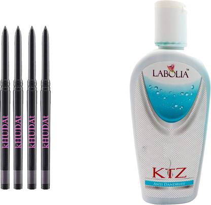 kHUDAt 4 Pcs Kajal Pen(Black) & Ktz Anti Dandruff Shampoo (100 ml) 