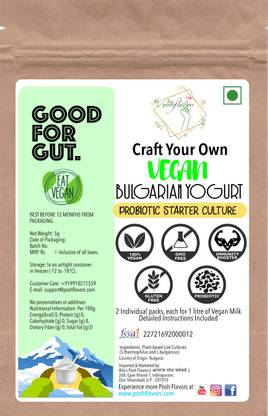 Alla's Posh Flavors Vegan Bulgarian Yogurt Starter | Probiotic Culture | Non-GMO | 100% Vegan Plant Based Cultures | Make Vegan Yogurt at Home Easily | Probiotic-rich | Make Batch-After-Batch Plain Yogurt Powder