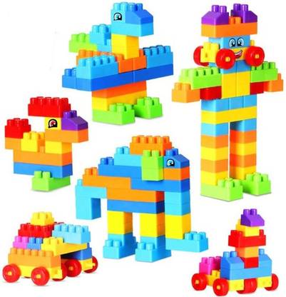 Allmusic Colourful Building Blocks LEGO DESIGN Learning Educational Toy Set For Kids Children Puzzle Assembling Unbreakable 100 Pcs Building Blocks