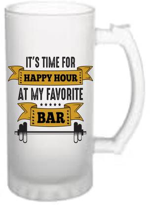 LEDZZ Happy Hour Sublimation Printed Beer Glass Glass Beer Mug
