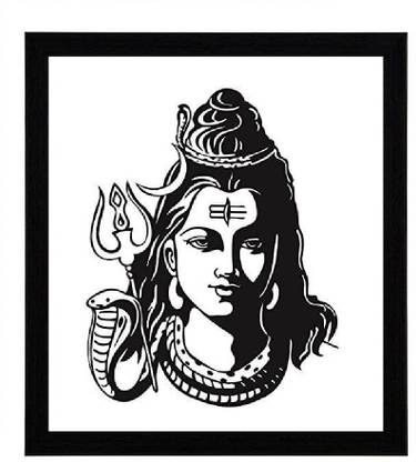 SHIVA Home Decorative Gift Item Framed Painting | Lord Shiva Photo Frame for Living Room | Sivan Photo Frame for Pooja Room | Siva Photo Frame for Office Digital Reprint 12 inch x 12 inch Painting