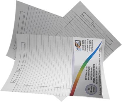 MAJESTIC BASKET High Quality One Side Ruled White Project/ Assignment/ Practical / Homework Sheets [Pack of 3 - 60 Sheets] One Side Rule A4 90 gsm Multipurpose Paper