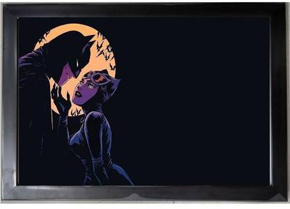 Catwoman Love Batman Photoframe with Acrylic Glass 14x20 Inch Paper Print