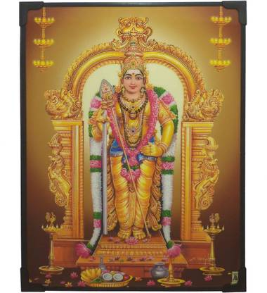 R S Exports Lord Murugan Photo Beading Frame ( 29 cm x 22.5 cm x 1 cm ) / lord god goddess sri sree shree muruga murugan velan murugan skanda velan shivan siva parvathy parvati vinayagar pillaiyar ganesha ganesh photo frame framing / God Gods and Goddess Religious Frame