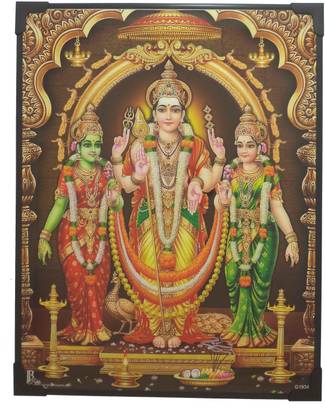 R S Exports Lord Murugan Photo Beading Frame ( 29 cm x 22.5 cm x 1 cm ) / lord god goddess sri sree shree muruga murugan velan murugan skanda velan shivan siva parvathy parvati vinayagar pillaiyar ganesha ganesh photo frame framing / God Gods and Goddess Religious Frame