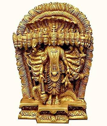 Idolsplace Astadhatu (8 Metals) Made Vishwaroopam Narayan Idol/Virat roop Brass Idol/Vishwaroop Vishnu Idol- Vrindavan Decorative Showpiece  -  15 cm