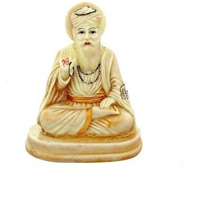 craftfry Craftfry Punjabi Lord Of Guru Nanak Dev Statue Decorative Figurine idol Decorative Showpiece - 12.5 cm ( Marble & Yellowies Color) Decorative Showpiece  -  12 cm