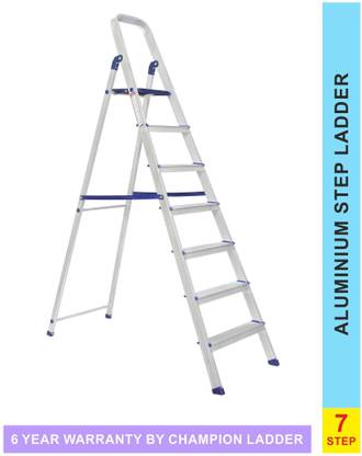 champion ladders Advance Carbon-7 Step Aluminium Ladder with Scratch Resistance Heavy Platform Aluminium Ladder