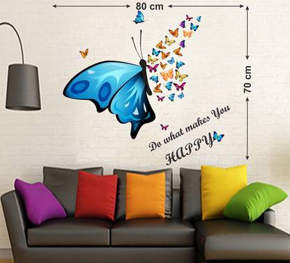 WALLDECORS 60.96 cm WALLDECOR BEAUTIFUL BUTTERFLIES IMAGES Self Adhesive Sticker