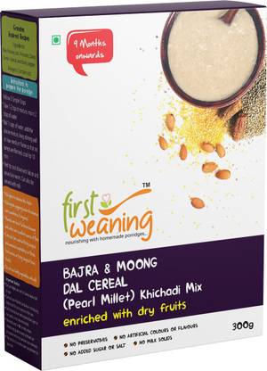 First Weaning Bajra & Moong dal Cereal, Pearl millet porridge mix, Khichadi mix, enriched with dry fruits, 200g Cereal