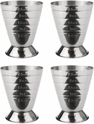 Rengvo Quality Multi Level Measuring Jigger Peg Measures Bar Cocktail Jigger Shot Glass Metal Measure Cup Tool Shot Ounce Jigger Bar Mixed Cocktail Beaker 75ml 4 - Piece Bar Set