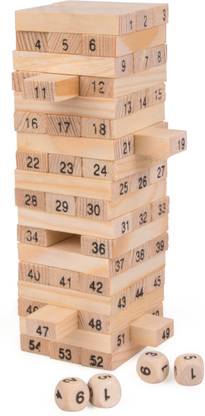 higadget Jenga Wooden Blocks, Wooden Block Games, NATURAL WOOD COLOUR