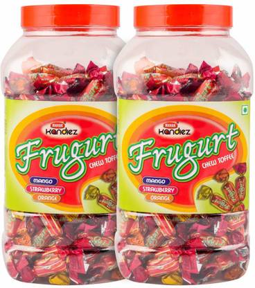 Mahak Frugurt Assorted Candies Jars / Enjoy different different types candies in jars (200 pcs in each jar )/ set of 2 fruits Candy
