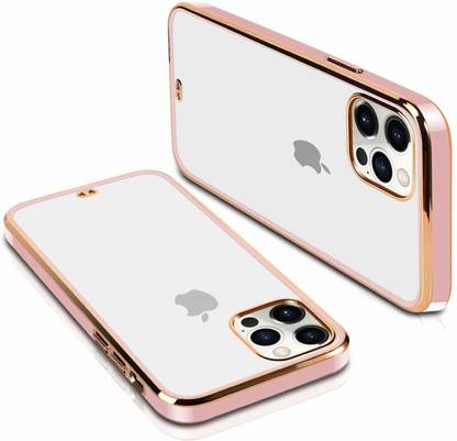 Strivex Back Cover for Apple Iphone 12 Pro Max | Luxury Clear Square Gold Plating Transparent Case |