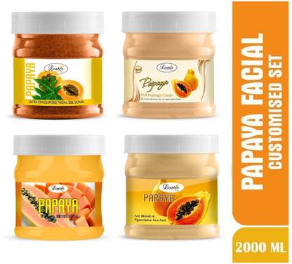 Luster CUSTOMIZED FACIAL KIT (Papaya Ultra Exfoliating Face Scrub + Papaya Face Cream + Papaya Face Gel + Papaya Blemish Pigmentation Face Pack)