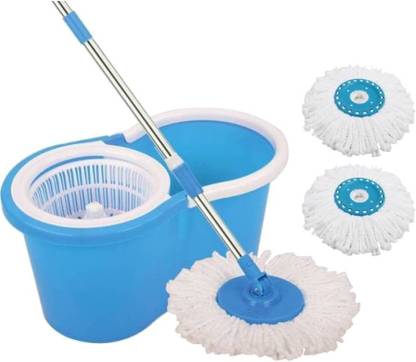 Ketsaal Spin Bucket Mop With 2 Refills (Color May Vary As Per Availability) Wet & Dry Mop