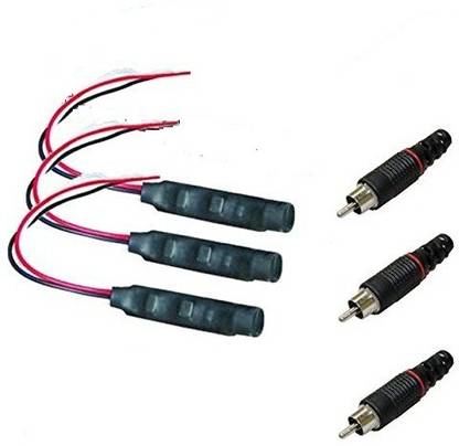 ATEKT CCTV MIC and Connector for Sound Recording in DVR. 3 pcs Microphone and 3 pcs RCA Connector (PACK OF 6 ) CCTV